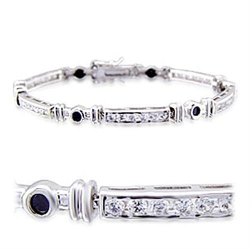 Rhodium Brass Bracelet with AAA Grade CZ  in Jet