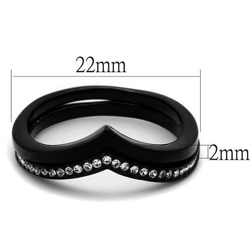 TK2302 - IP Black(Ion Plating) Stainless Steel Ring with Top Grade