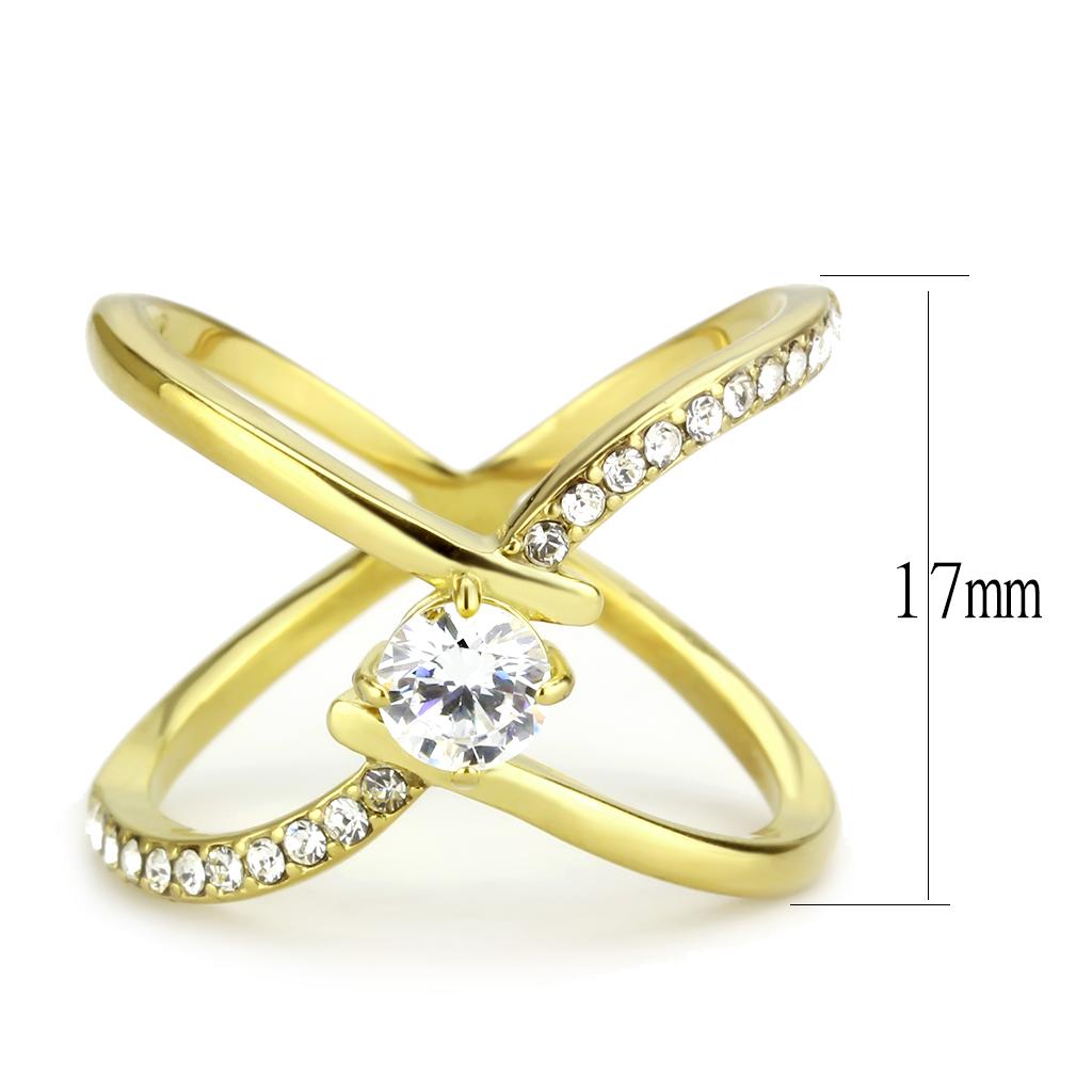 TK3709 - IP Gold(Ion Plating) Stainless Steel Ring with AAA Grade CZ